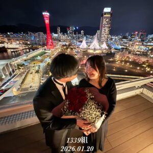 1339組目のプロポーズが神戸メリケンパークオリエンタルホテルで成功しました。